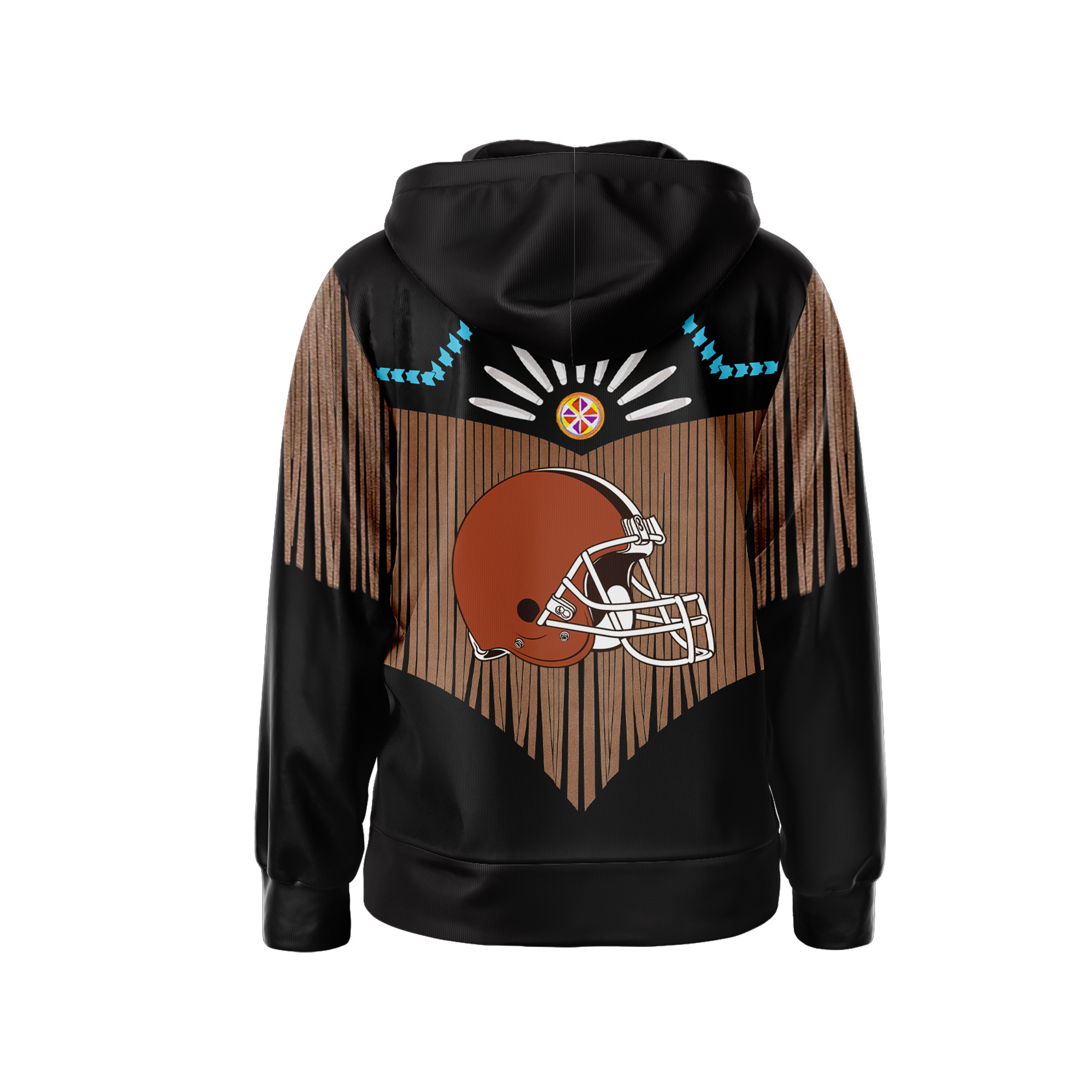 Cleveland Browns | Premium NFL Native American Pattern 3D Zip Hoodie - Image 3