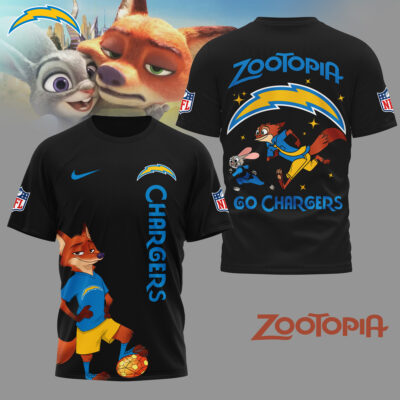 Los Angeles Chargers | Premium NFL and Zootopia Fan 3D Shirt