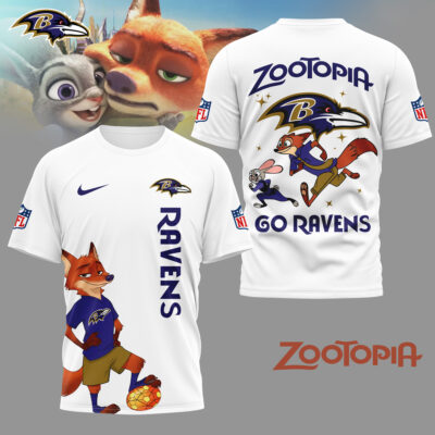 Baltimore Ravens | Premium NFL and Zootopia Fan 3D Shirt