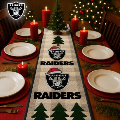 Las Vegas Raiders | Premium NFL Quilted Christmas Table Runner