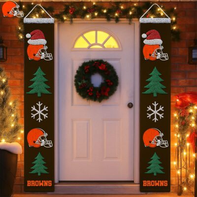 Cleveland Browns | Premium NFL Christmas Merry Christmas Porch Sign