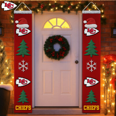 Kansas City Chiefs | Premium NFL Christmas Merry Christmas Porch Sign