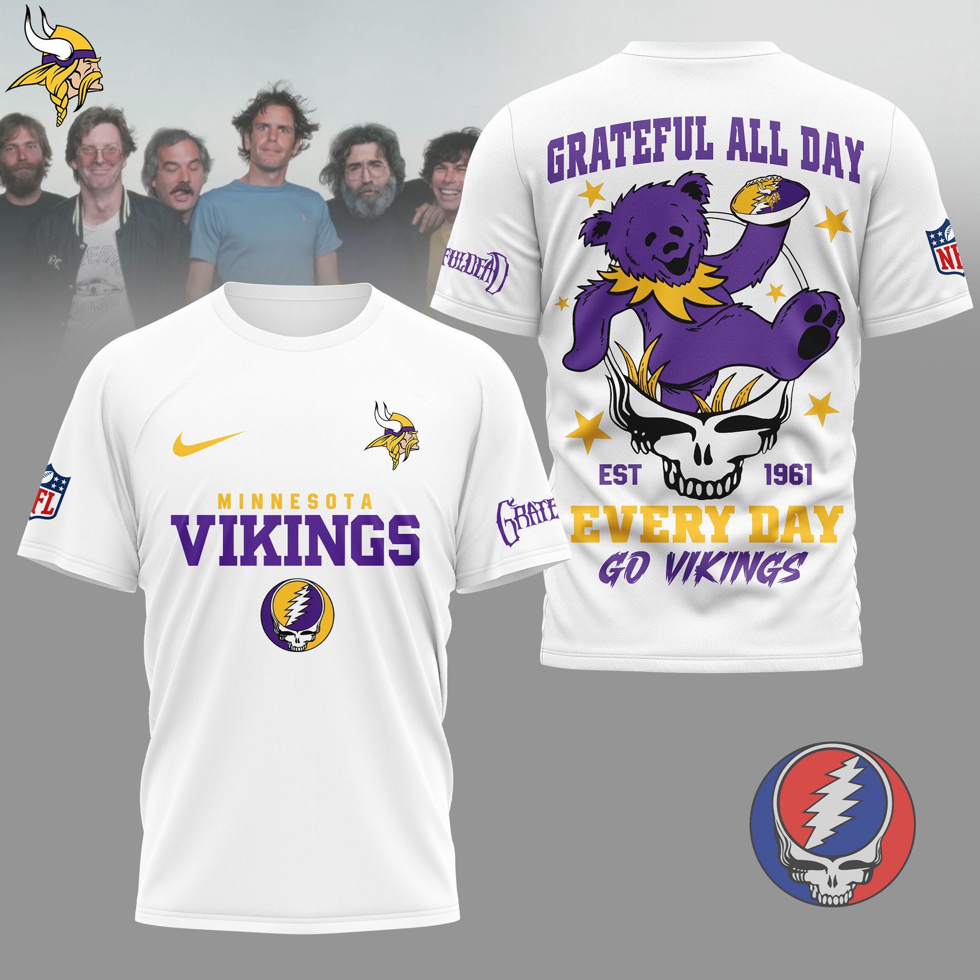 Minnesota Vikings | Premium NFL Grateful Dead Fan 3D Shirt