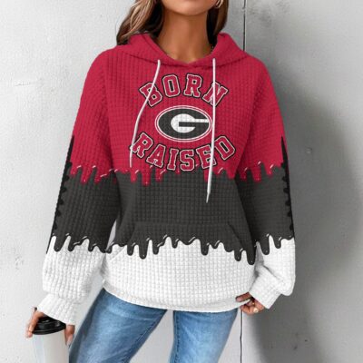 Georgia Bulldogs | Premium NCAA Born and Raised Waffle Hoodie