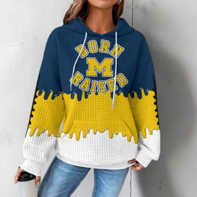 Michigan Wolverines | Premium NCAA Born and Raised Waffle Hoodie