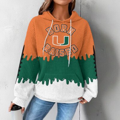 Miami Hurricanes | Premium NCAA Born and Raised Waffle Hoodie - M