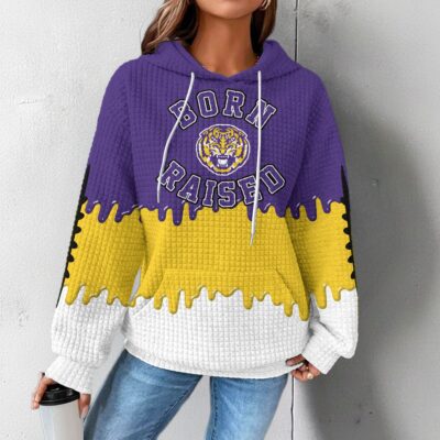 LSU Tigers | Premium NCAA Born and Raised Waffle Hoodie