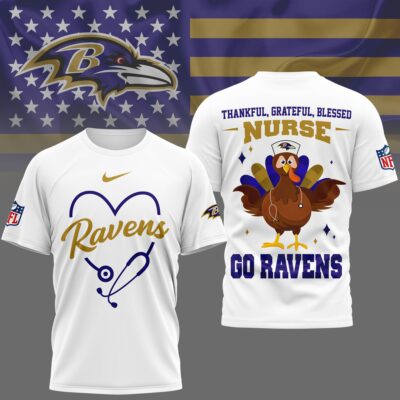 Baltimore Ravens | Premium NFL Thankful Nurse 3D Shirt
