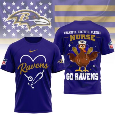 Baltimore Ravens | Premium NFL Thankful Nurse 3D Shirt
