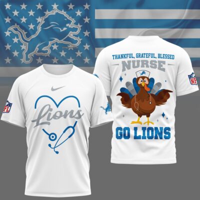 Detroit Lions | Premium NFL Thankful Nurse 3D Shirt