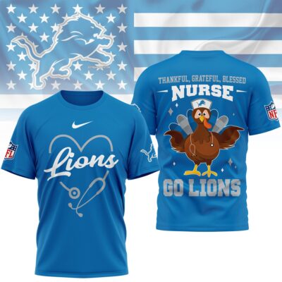 Detroit Lions | Premium NFL Thankful Nurse 3D Shirt
