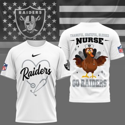 Las Vegas Raiders | Premium NFL Thankful Nurse 3D Shirt