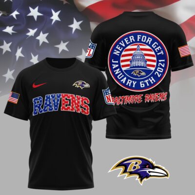 Baltimore Ravens | Premium NFL Never Forget January 6th 3D Shirt