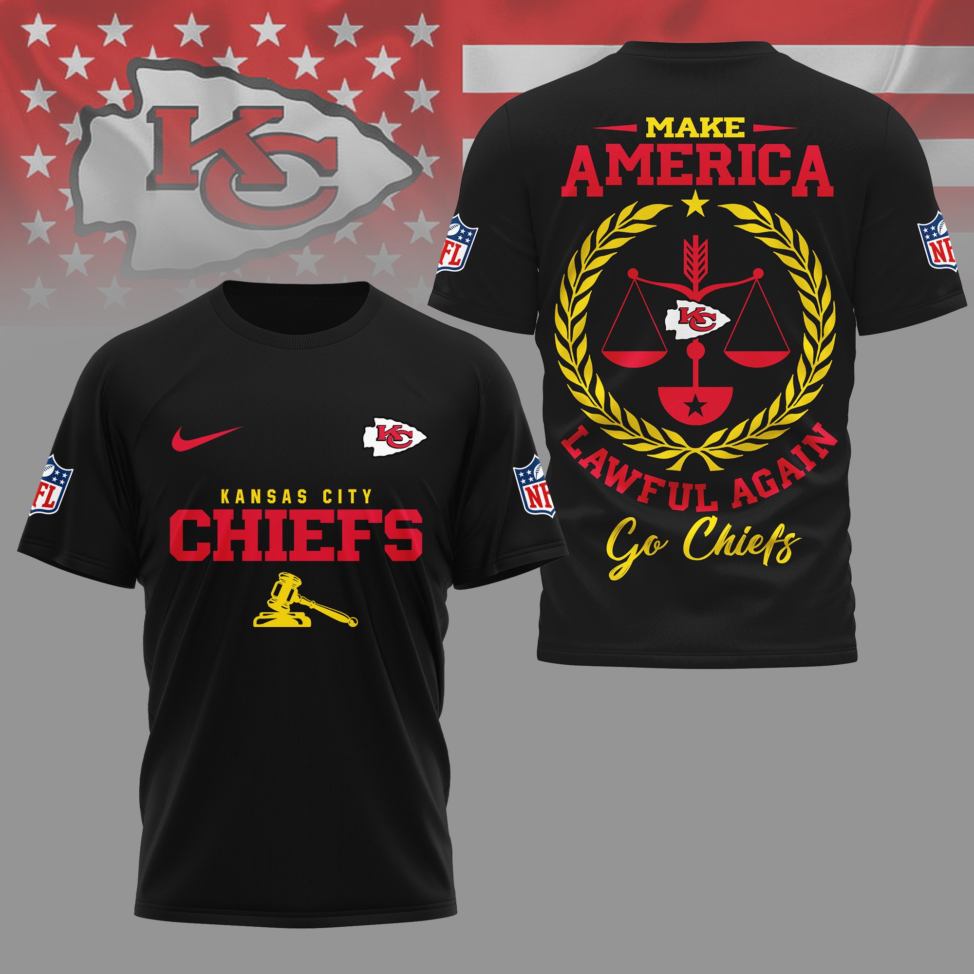 Kansas City Chiefs | Premium NFL Make America Lawful Again 3D Shirt - Image 2