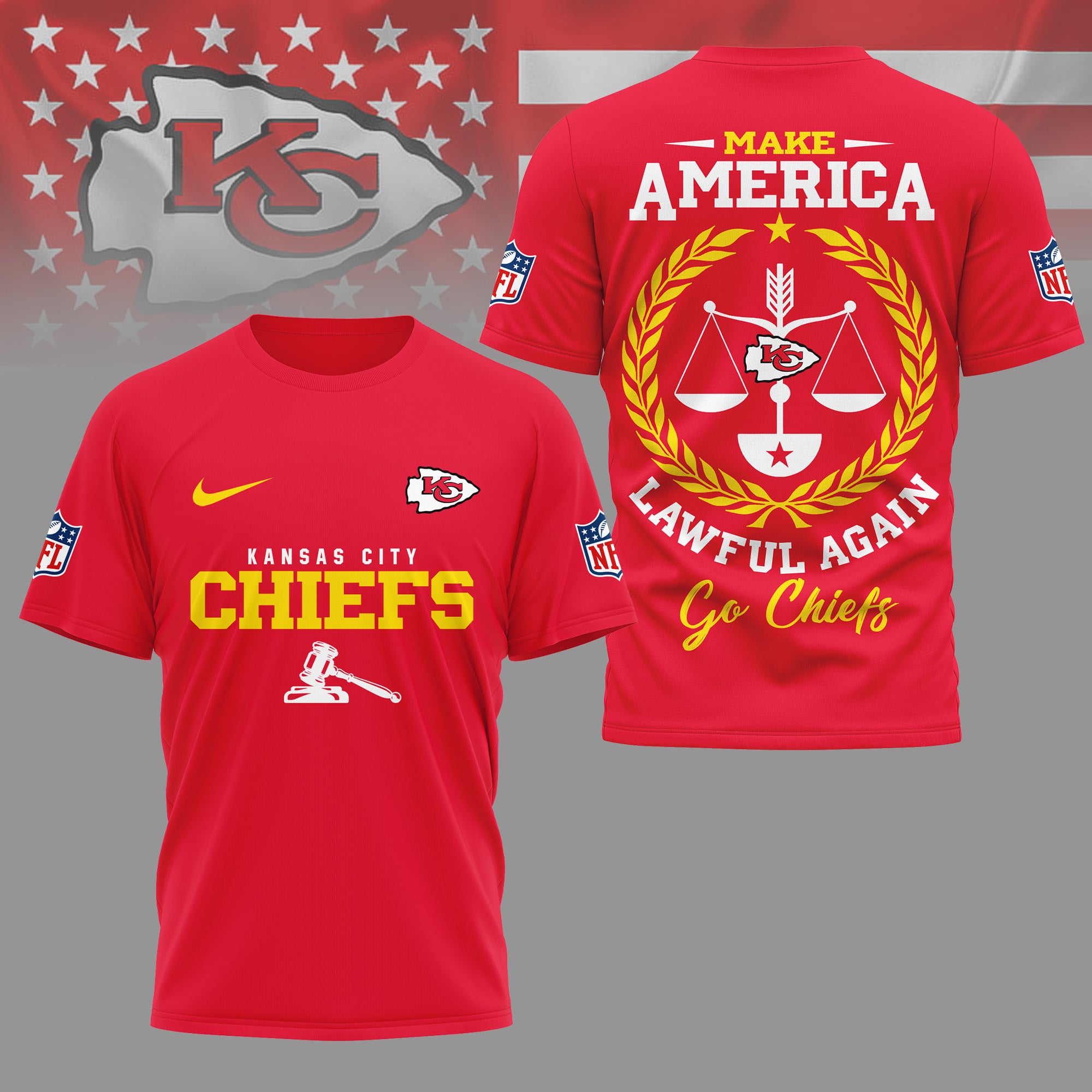 Kansas City Chiefs | Premium NFL Make America Lawful Again 3D Shirt - Image 3