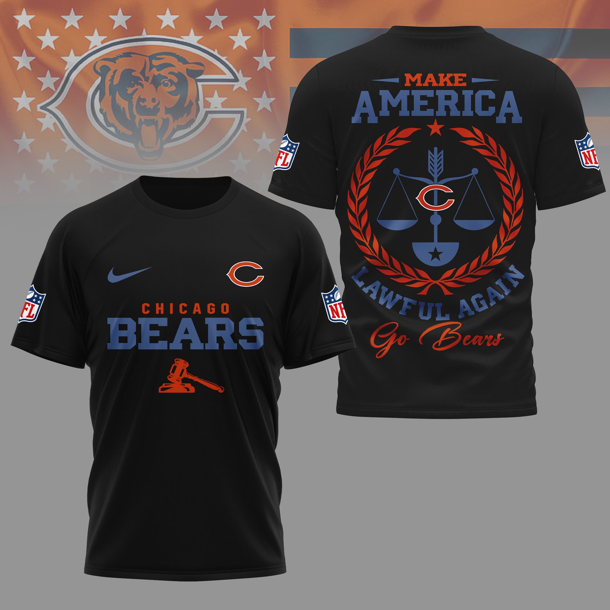 Chicago Bears | Premium NFL Make America Lawful Again 3D Shirt - Image 2