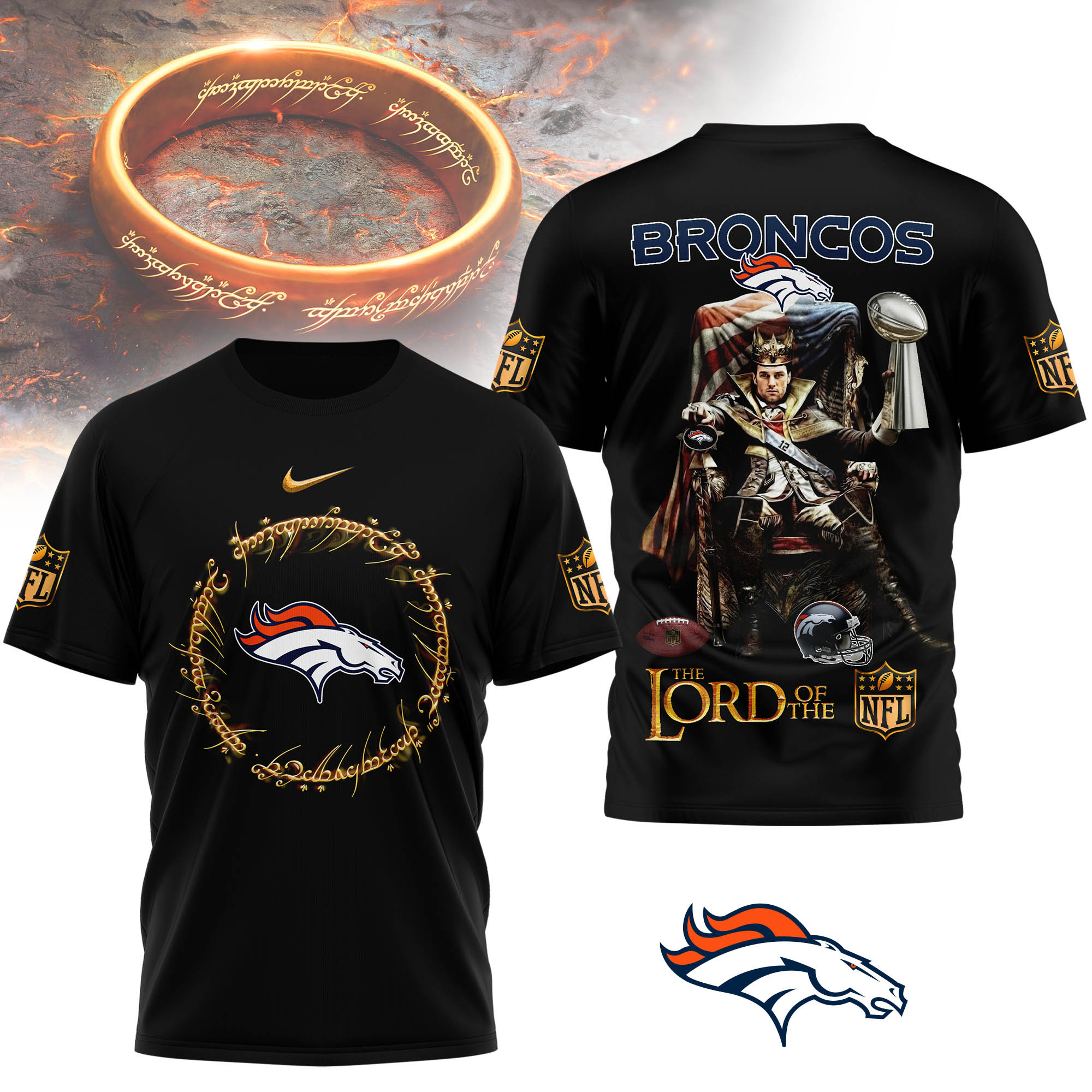 Denver Broncos | Premium NFL Lord Of The Rings 3D Shirt - Image 2