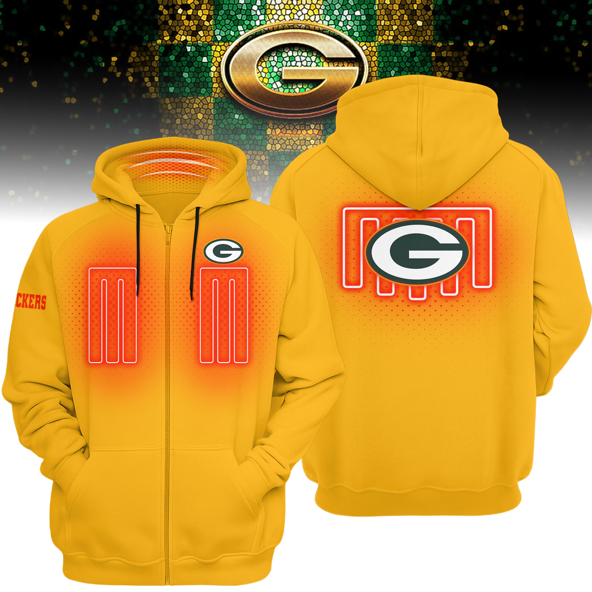 Green Bay Packers | Premium NFL Heated Zip Hoodie - Image 2
