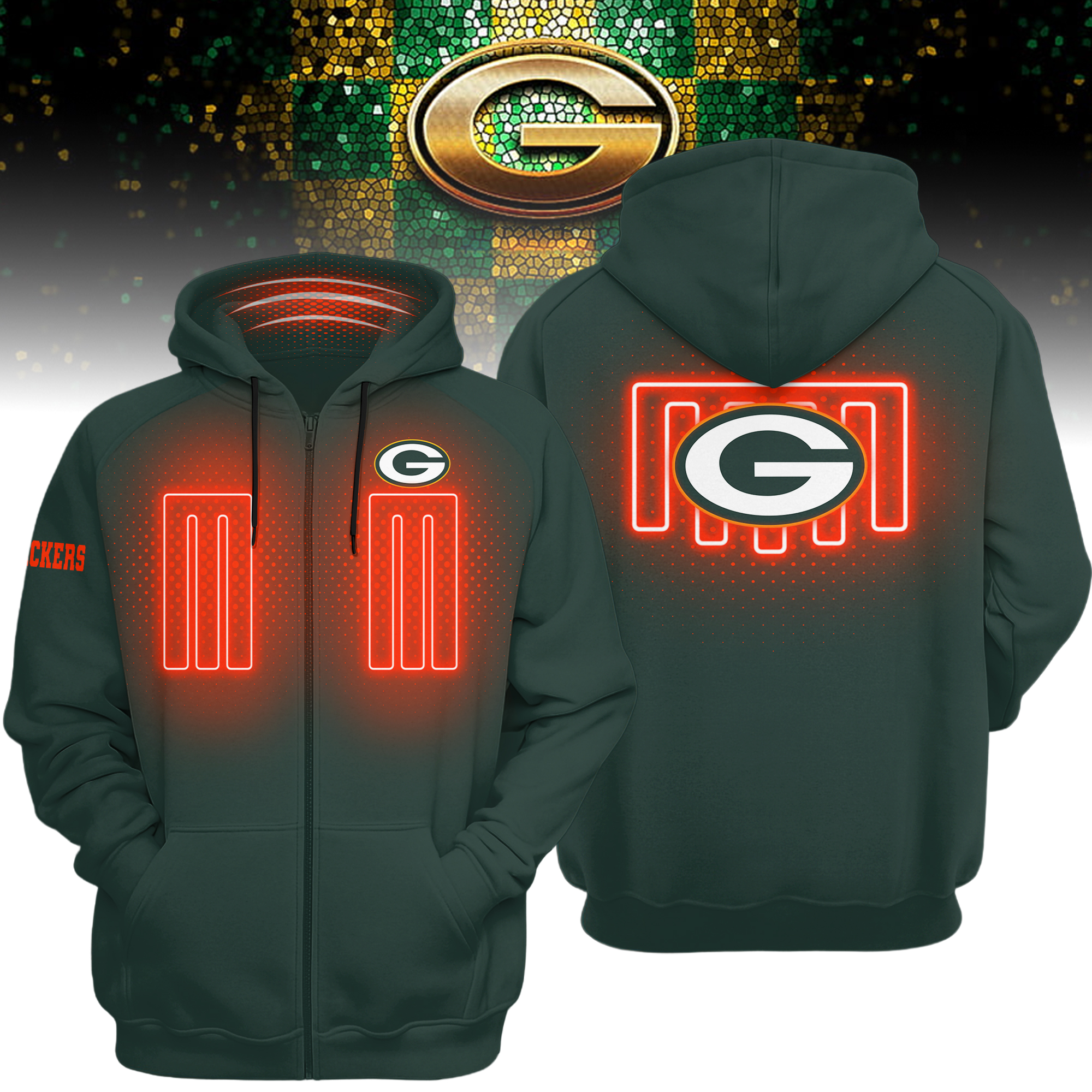 Green Bay Packers | Premium NFL Heated Zip Hoodie - Image 3