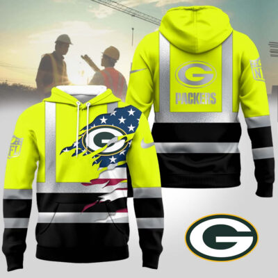Green Bay Packers | Premium NFL Patriotic Hi-Vis Safety Hoodie
