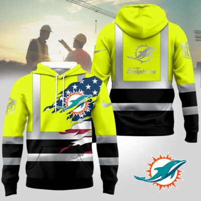 Miami Dolphins | Premium NFL Patriotic Hi-Vis Safety Hoodie - 2XL
