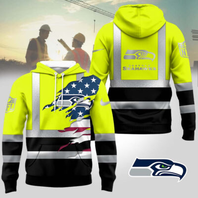 Seattle Seahawks | Premium NFL Patriotic Hi-Vis Safety Hoodie - L