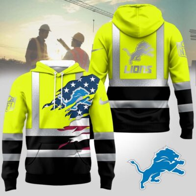Detroit Lions | Premium NFL Patriotic Hi-Vis Safety Hoodie - S