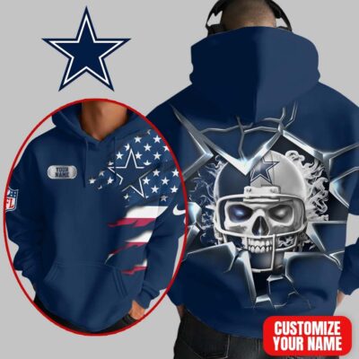 Dallas Cowboys | Premium NFL Customizable Skull Hoodie