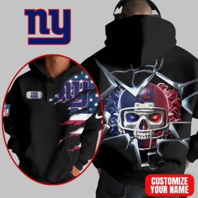 New York Giants | Premium NFL Customizable Skull Hoodie