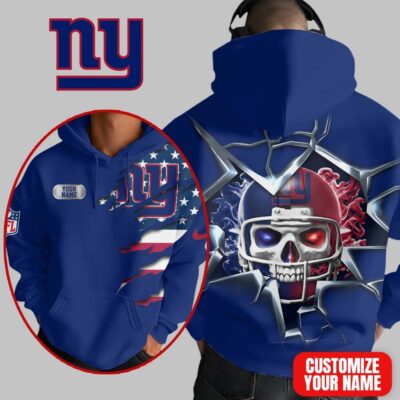 New York Giants | Premium NFL Customizable Skull Hoodie