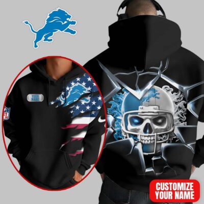 Detroit Lions | Premium NFL Customizable Skull Hoodie
