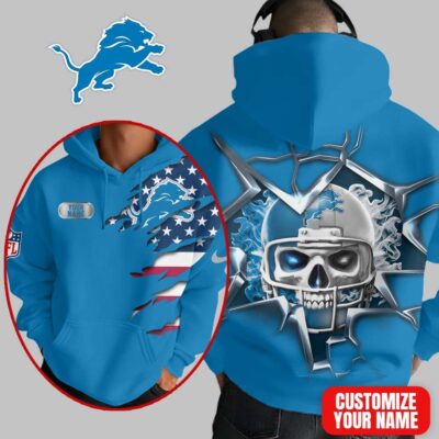Detroit Lions | Premium NFL Customizable Skull Hoodie
