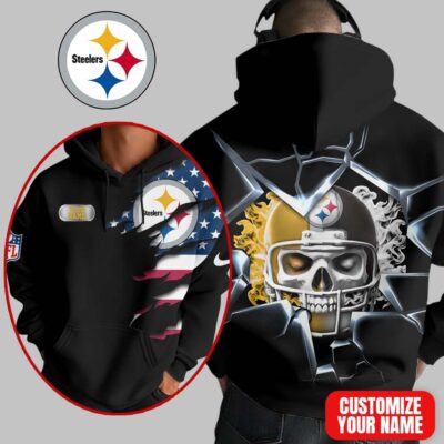 Pittsburgh Steelers | Premium NFL Customizable Skull Hoodie