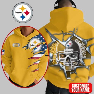 Pittsburgh Steelers | Premium NFL Customizable Skull Hoodie