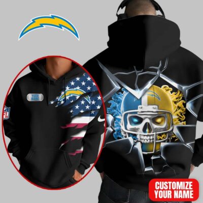 Los Angeles Chargers | Premium NFL Customizable Skull Hoodie