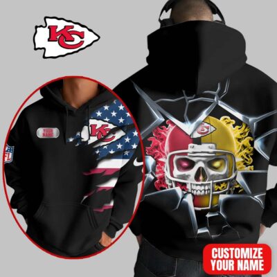 Kansas City Chiefs | Premium NFL Customizable Skull Hoodie