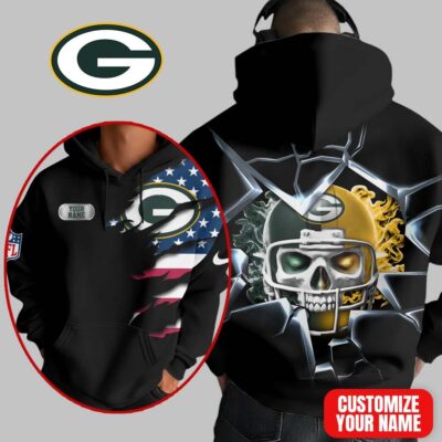 Green Bay Packers | Premium NFL Customizable Skull Hoodie
