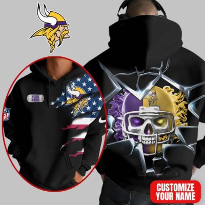 Minnesota Vikings | Premium NFL Customizable Skull Hoodie