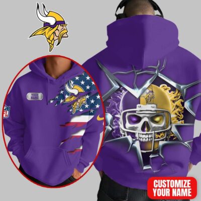 Minnesota Vikings | Premium NFL Customizable Skull Hoodie