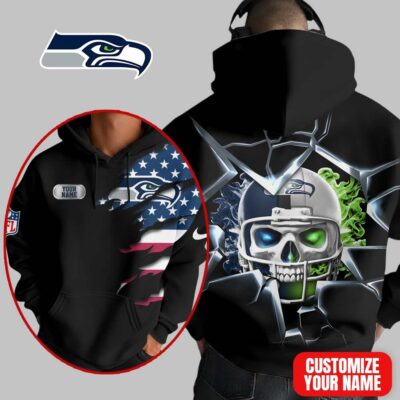 Seattle Seahawks | Premium NFL Customizable Skull Hoodie
