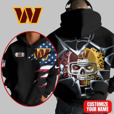 Washington Commanders | Premium NFL Customizable Skull Hoodie