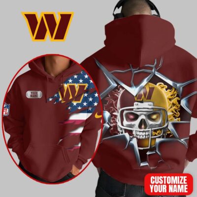 Washington Commanders | Premium NFL Customizable Skull Hoodie