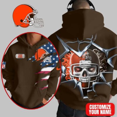 Cleveland Browns | Premium NFL Customizable Skull Hoodie