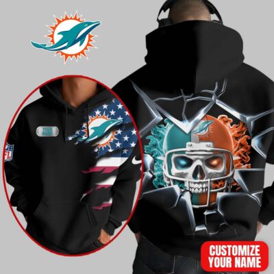 Miami Dolphins | Premium NFL Customizable Skull Hoodie