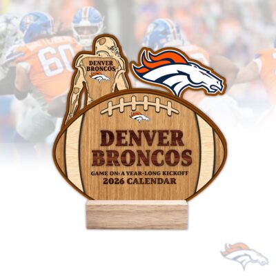 Denver Broncos | Premium NFL Rugby Ball Shaped 2026 Calendar