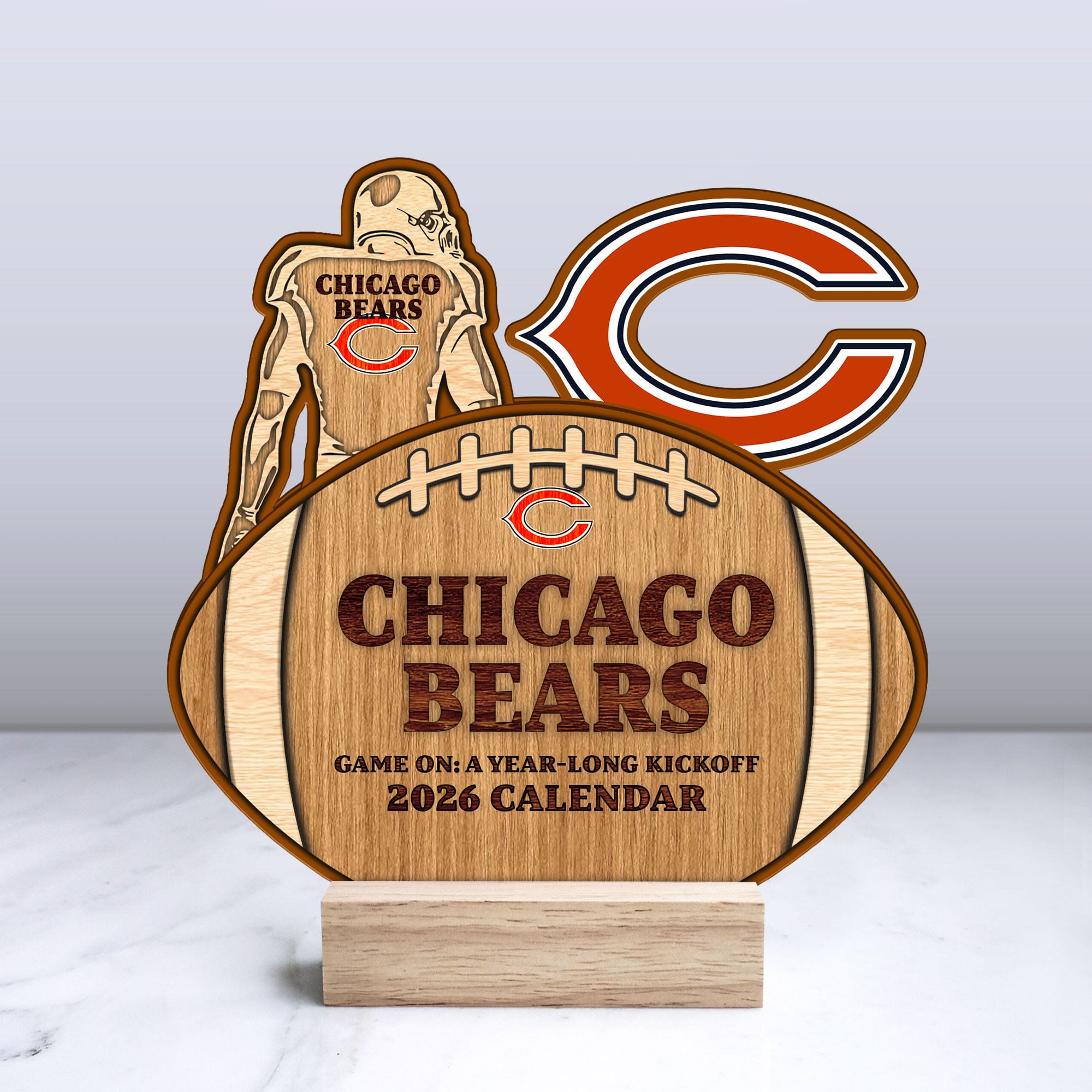 Chicago Bears | Premium NFL Rugby Ball Shaped 2026 Calendar - Image 3