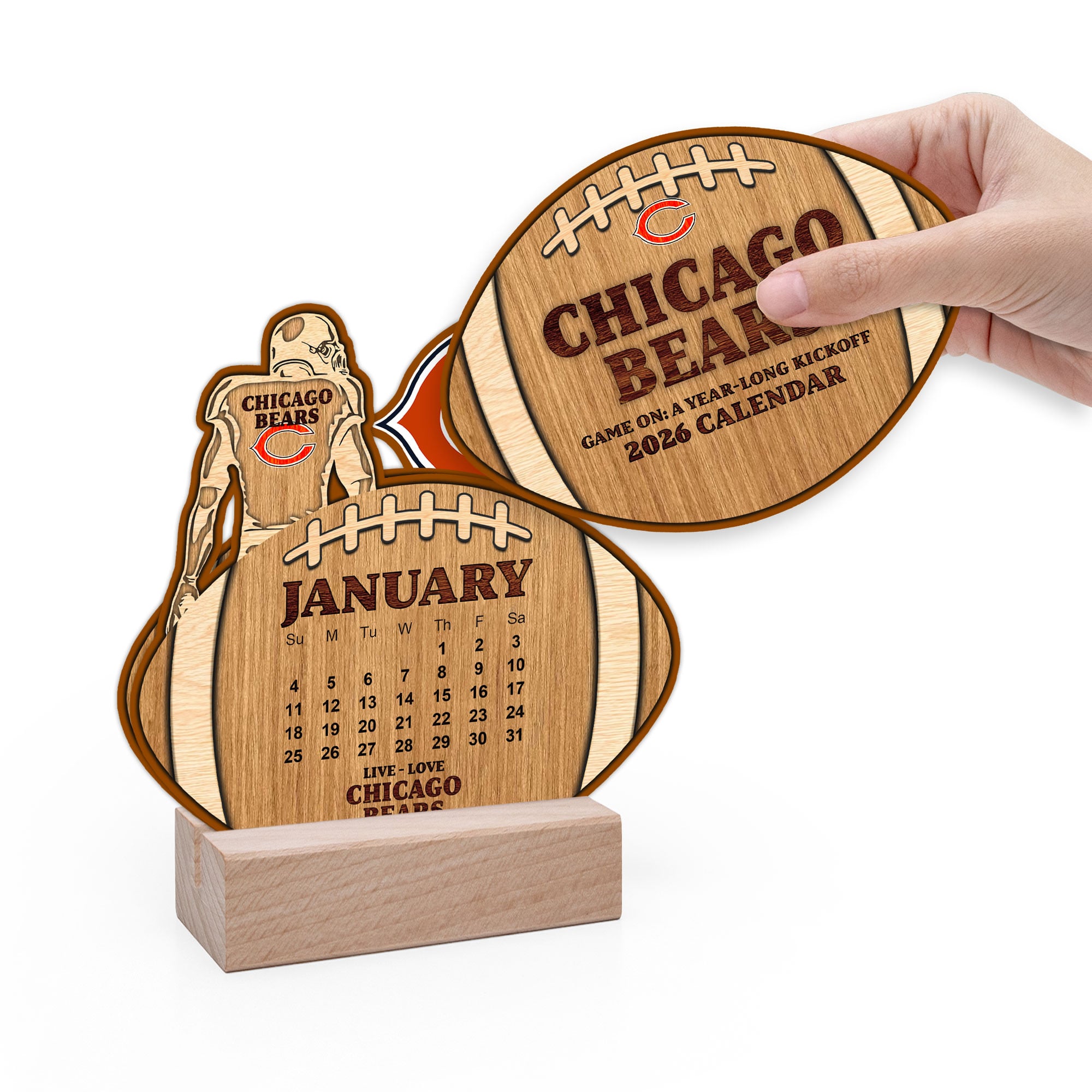 Chicago Bears | Premium NFL Rugby Ball Shaped 2026 Calendar - Image 4