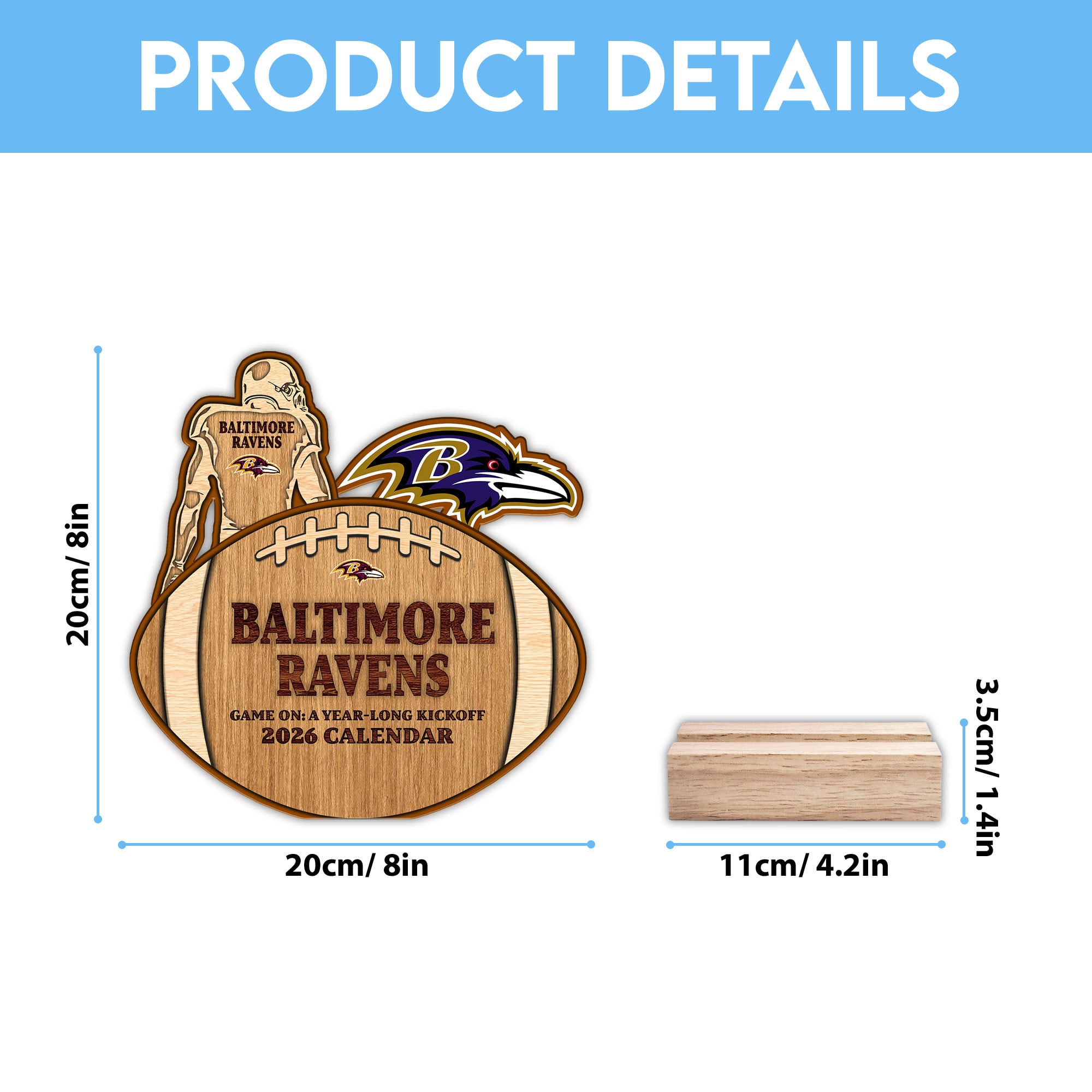 Baltimore Ravens | Premium NFL Rugby Ball Shaped 2026 Calendar - Image 5