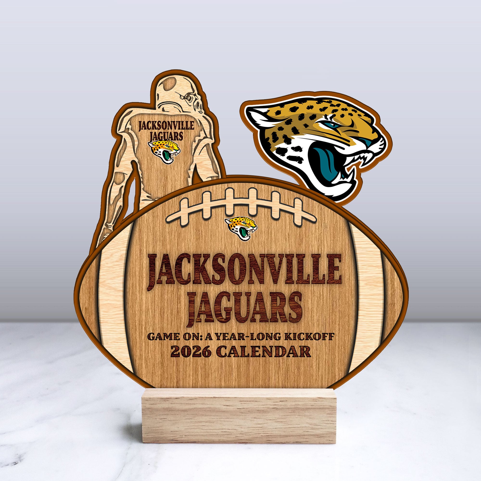 Jacksonville Jaguars | Premium NFL Rugby Ball Shaped 2026 Calendar - Image 3
