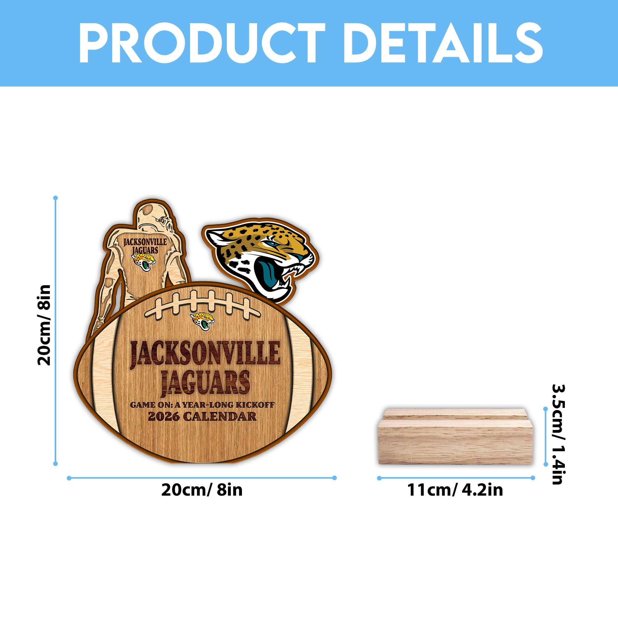 Jacksonville Jaguars | Premium NFL Rugby Ball Shaped 2026 Calendar - Image 5